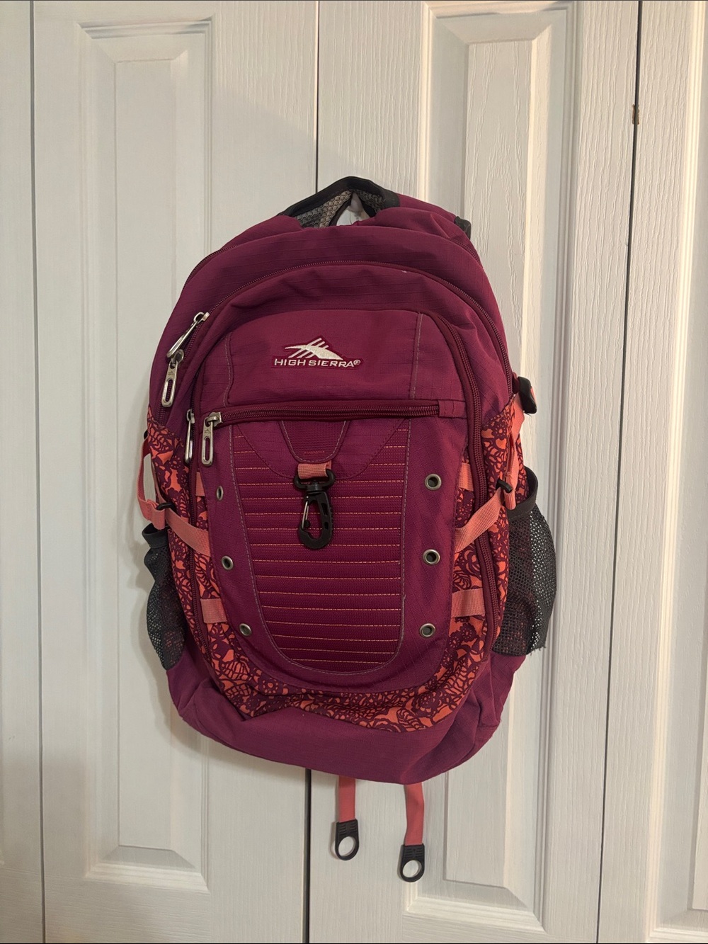 High Sierra Loop Backpack Women's in Berry/Flamingo Lace